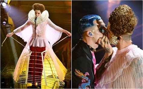 Achille Lauro, look dedicato alla Regina Elisabetta I e bacio al 